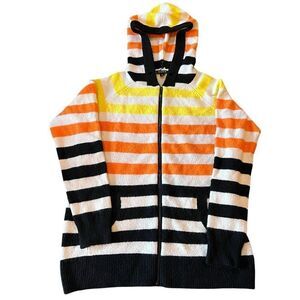 Torrid Full Zip Striped Raglan Sleeve Sweater Hoodie Multicolor Size 00